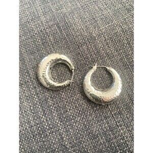 Monet Vintage hammered puffy silver earrings